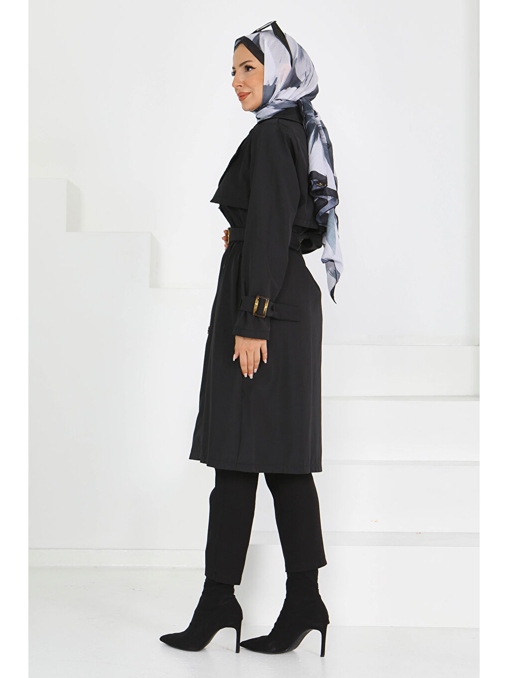 Kol Kemer Detaylı Düğmeli Miranda Treçkot Siyah - 27599-5