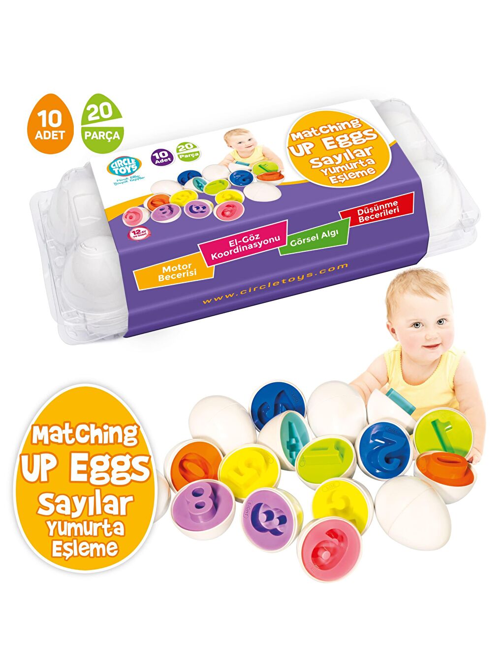 Circle Toys Karışık Yumurta Eşleştirme Sayılar 10'lu - 1