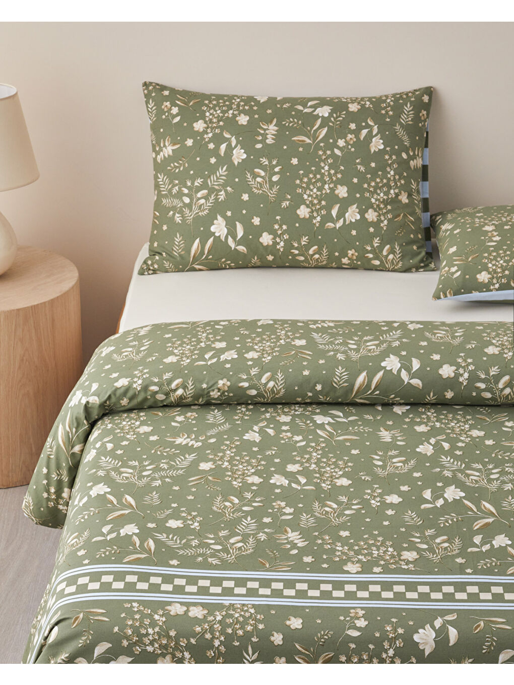 Florish Pamuk Çift Kişilik Nevresim Takımı 200x220 cm Yeşil-1