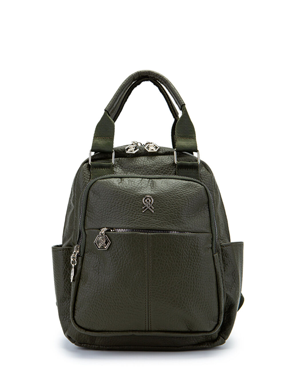 Çok Gözlü Suni Deri Bucky Sırt Çanta Haki