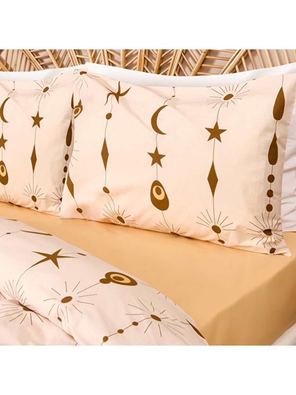 Lila Soft Stella Çift Kişilik Nevresim Takımı - Ekru / Hardal-4