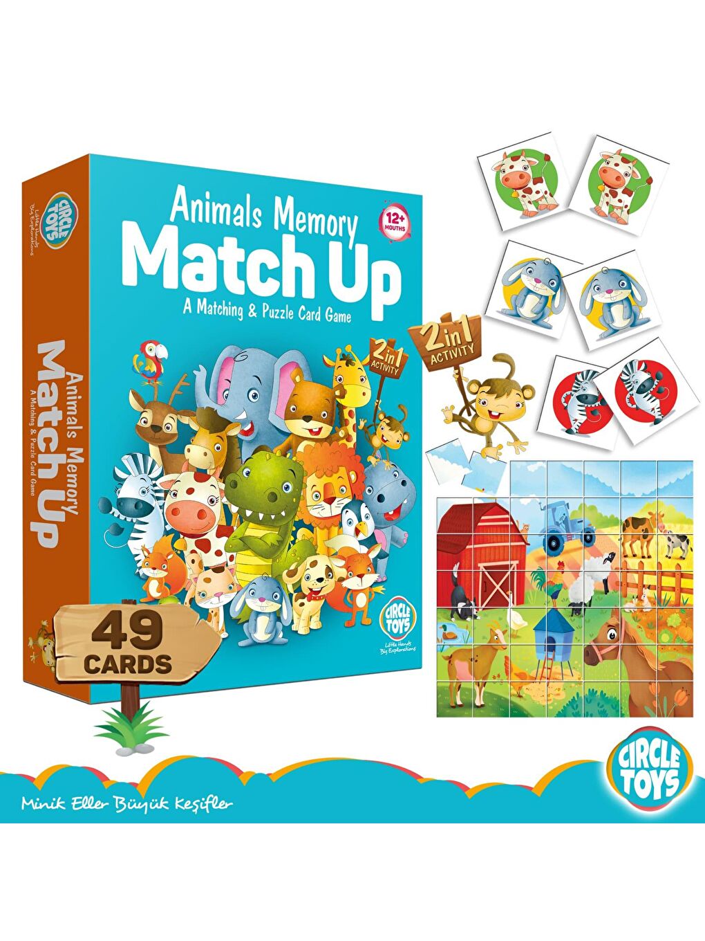 Circle Toys Karışık Animals Memory Match Up - 1