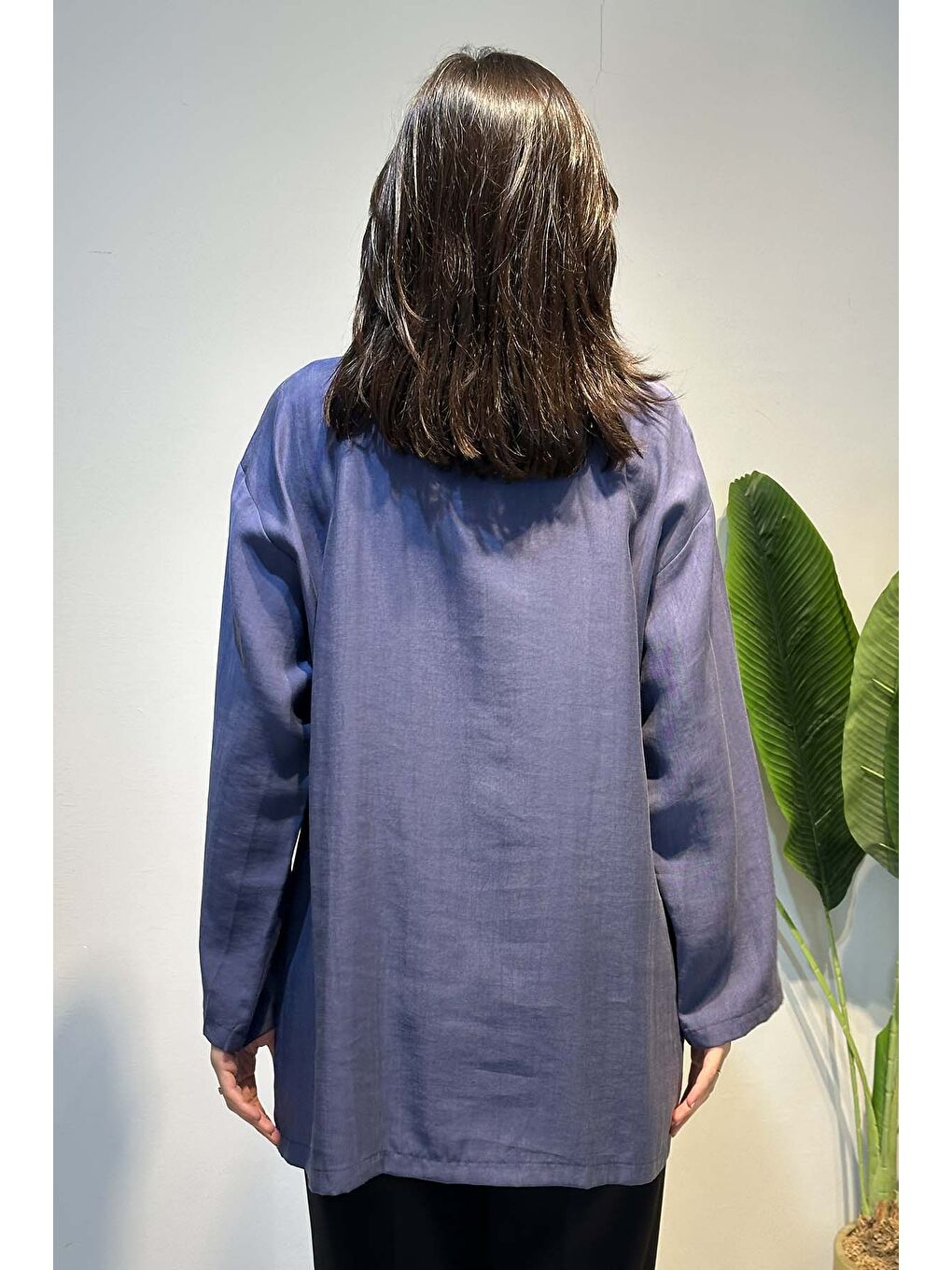 Önü Fermuar ve Çıtçıt Detay Kap Ceket 4445 İndigo-3