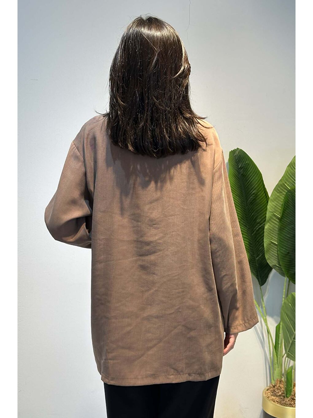 Kahverengi Önü Fermuar ve Çıtçıt Detay Kap Ceket 4445 Sütlü Kahve-3