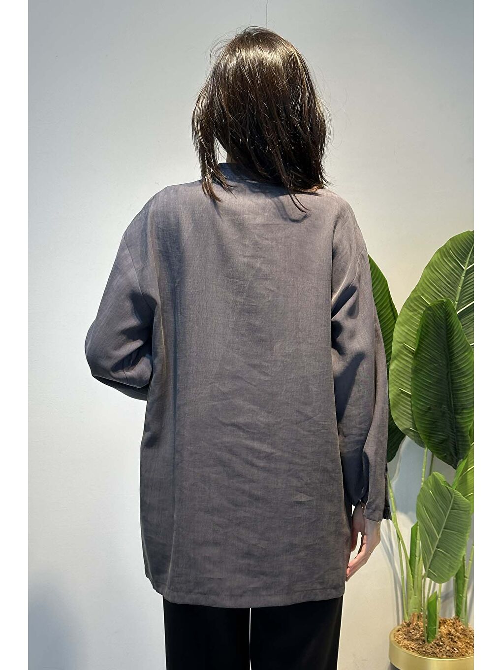 Önü Fermuar ve Çıtçıt Detay Kap Ceket 4445 Antrasit-3