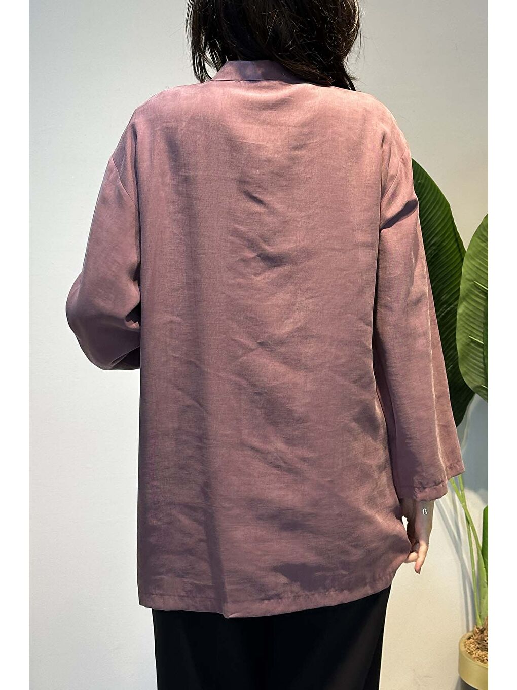 Önü Fermuar ve Çıtçıt Detay Kap Ceket 4445 Mürdüm-3