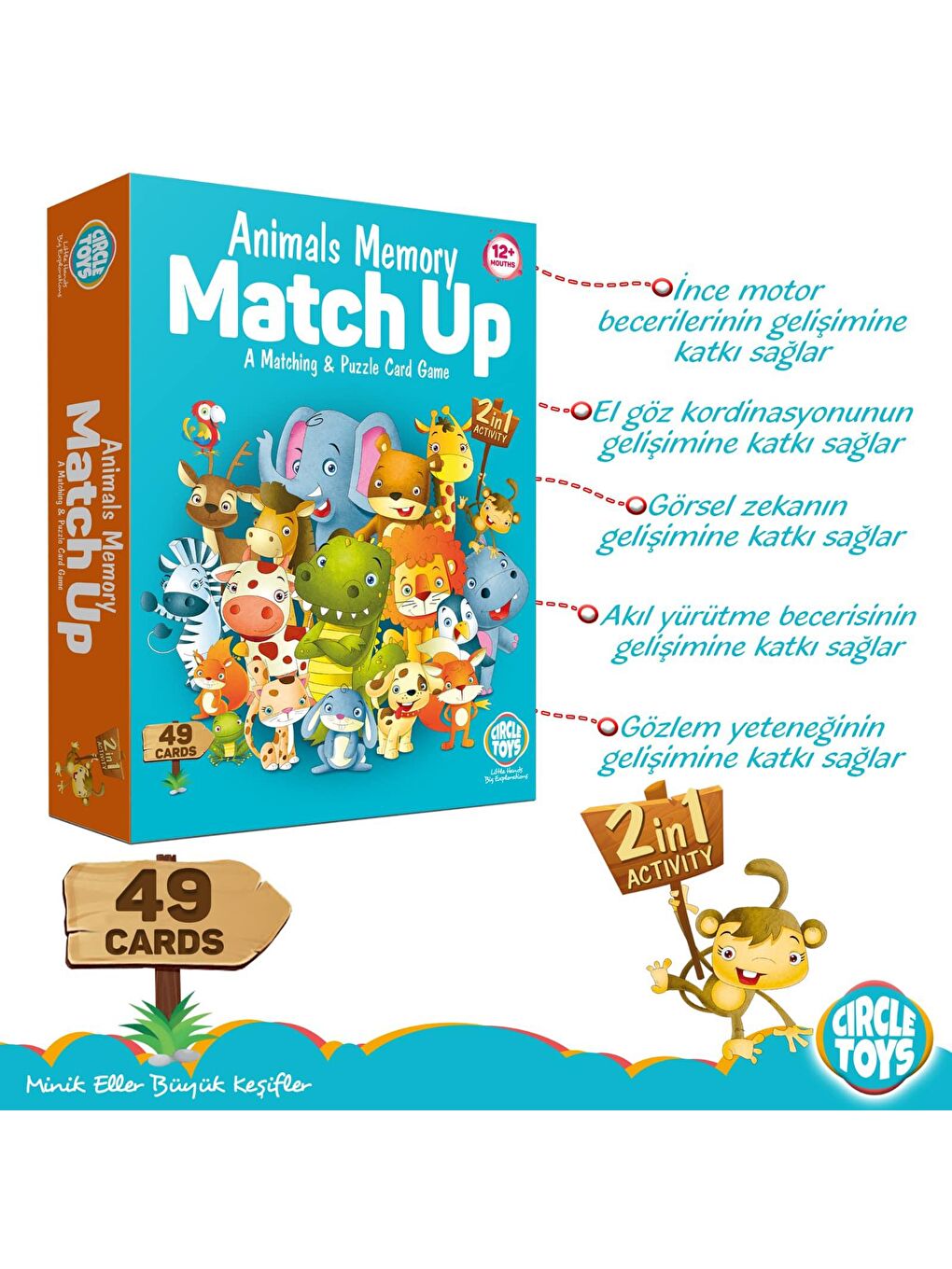 Circle Toys Karışık Animals Memory Match Up - 3