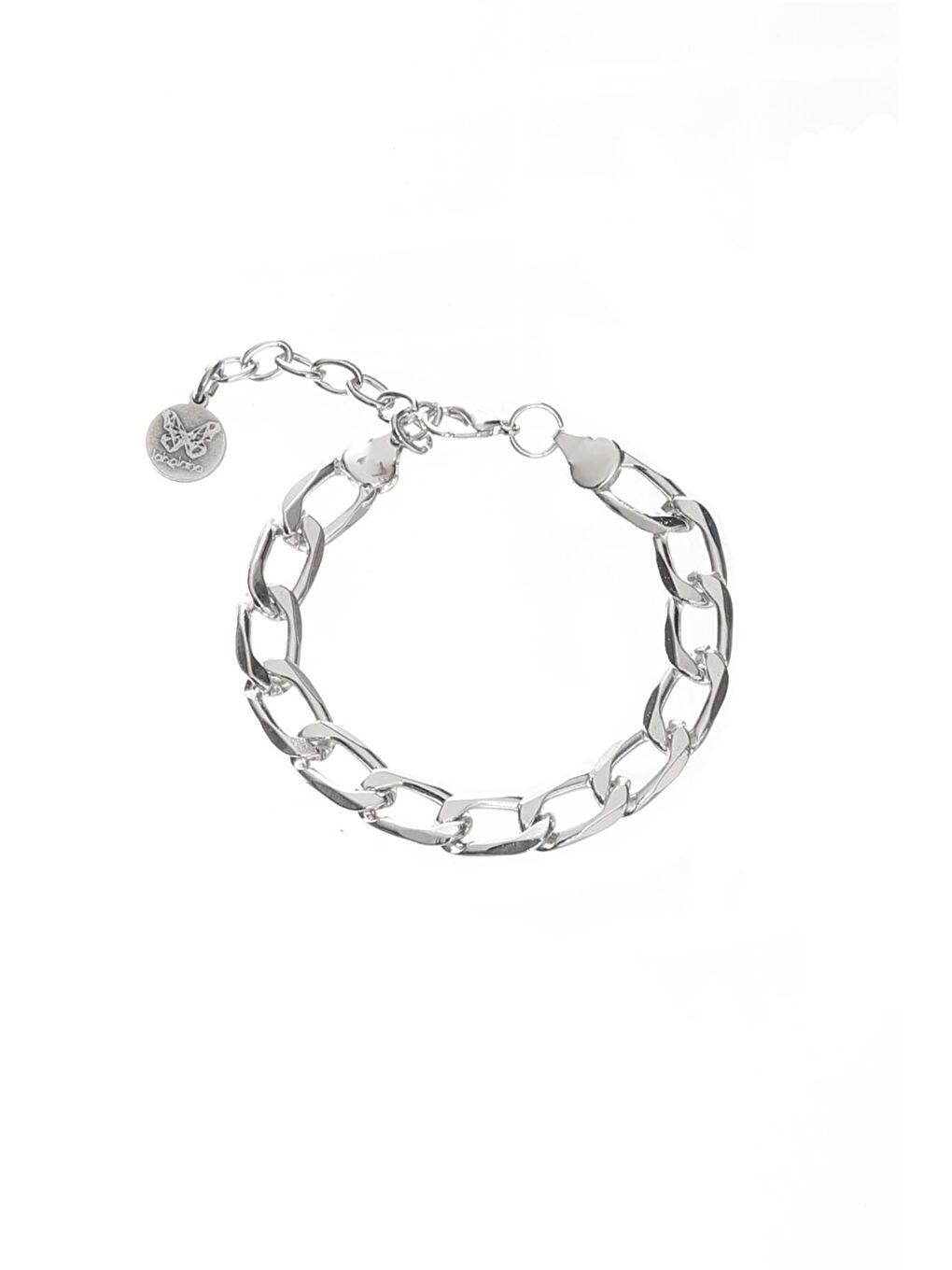 Gri Erkek Lak Gümüş Renk Kaplama Kalın Zincir Formlu Bileklik