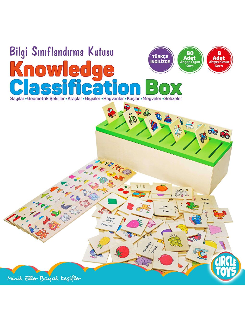 Circle Toys Karışık Ahşap Bilgi Sınıflandırma Kutusu - 1