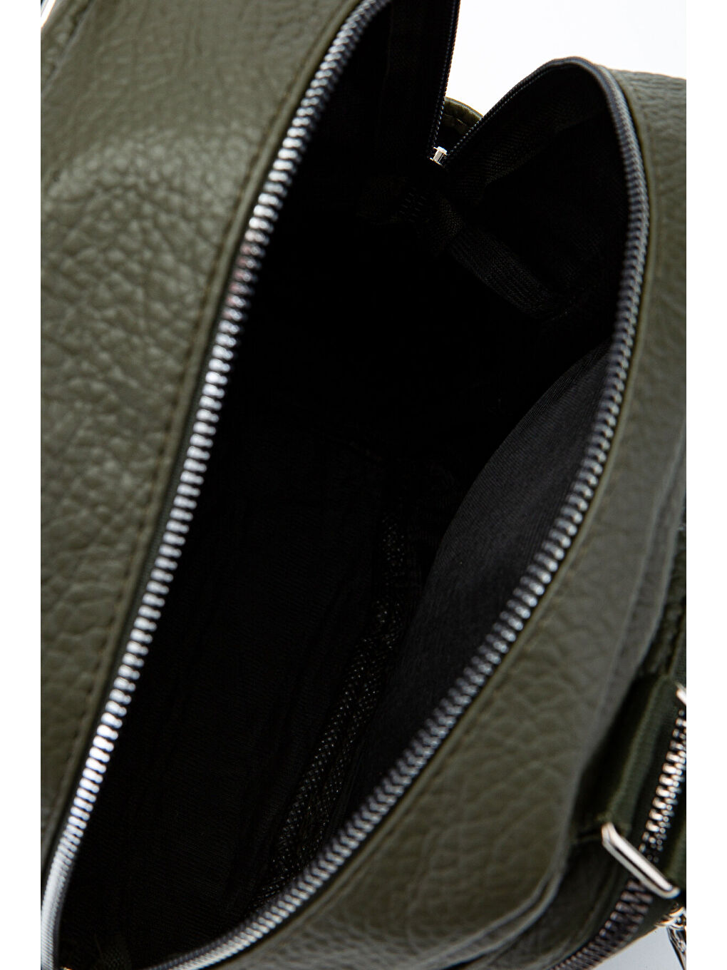 Çok Gözlü Suni Deri Bucky Sırt Çanta Haki-5