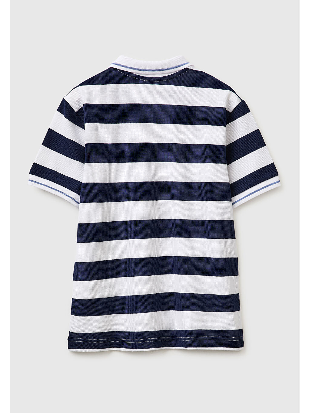 Erkek Çocuk Koyu Mavi Mix Çizgili Logo Nakışlı Polo Yaka Çocuk T-Shirt-1