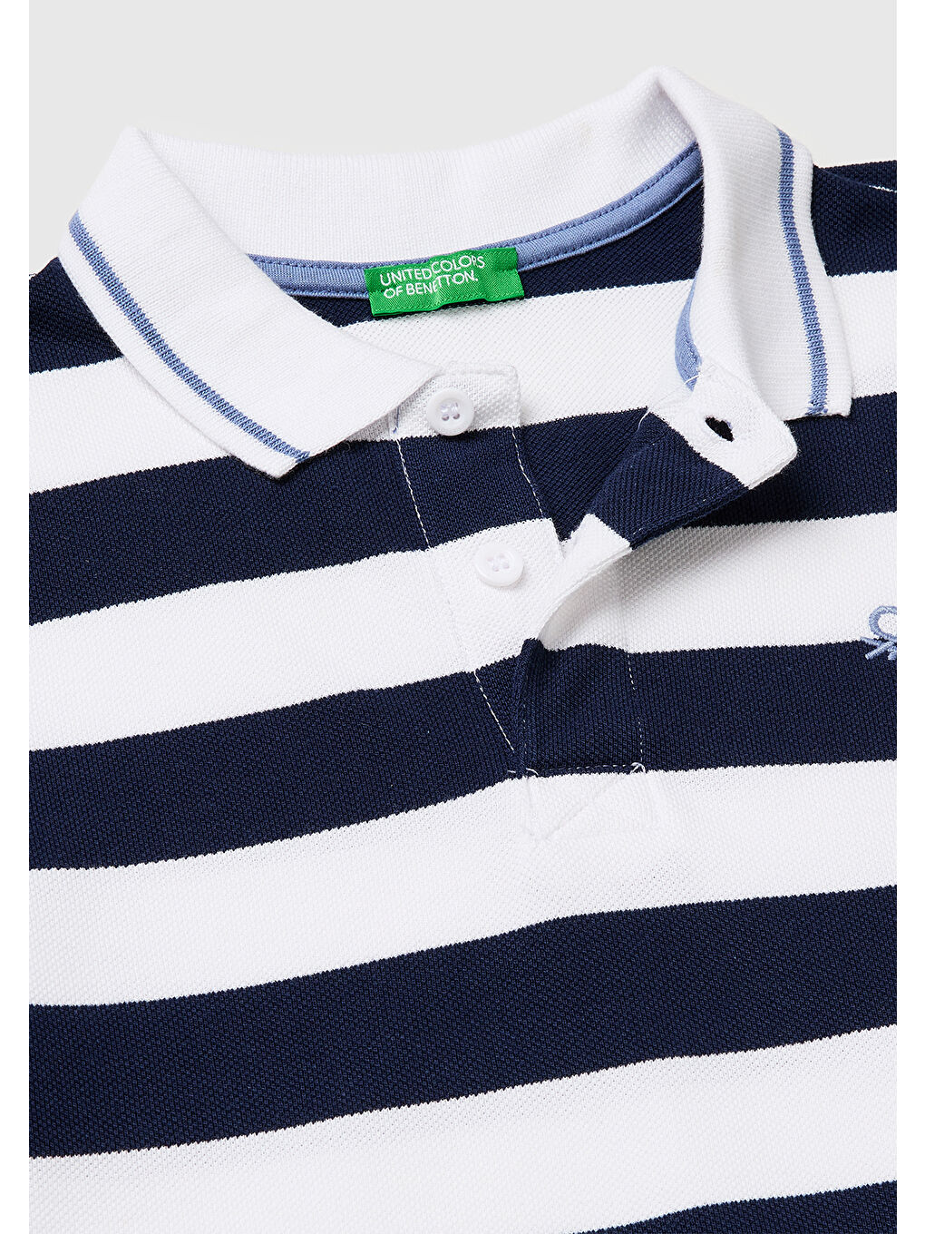 Erkek Çocuk Koyu Mavi Mix Çizgili Logo Nakışlı Polo Yaka Çocuk T-Shirt-2