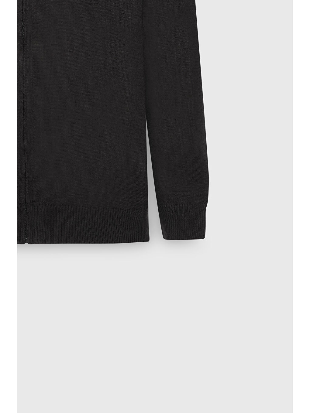 Erkek Siyah Anti-Pilling Tüylenme Yapmayan Standart Fit Normal Kesim Dik Yaka Triko Hırka-2