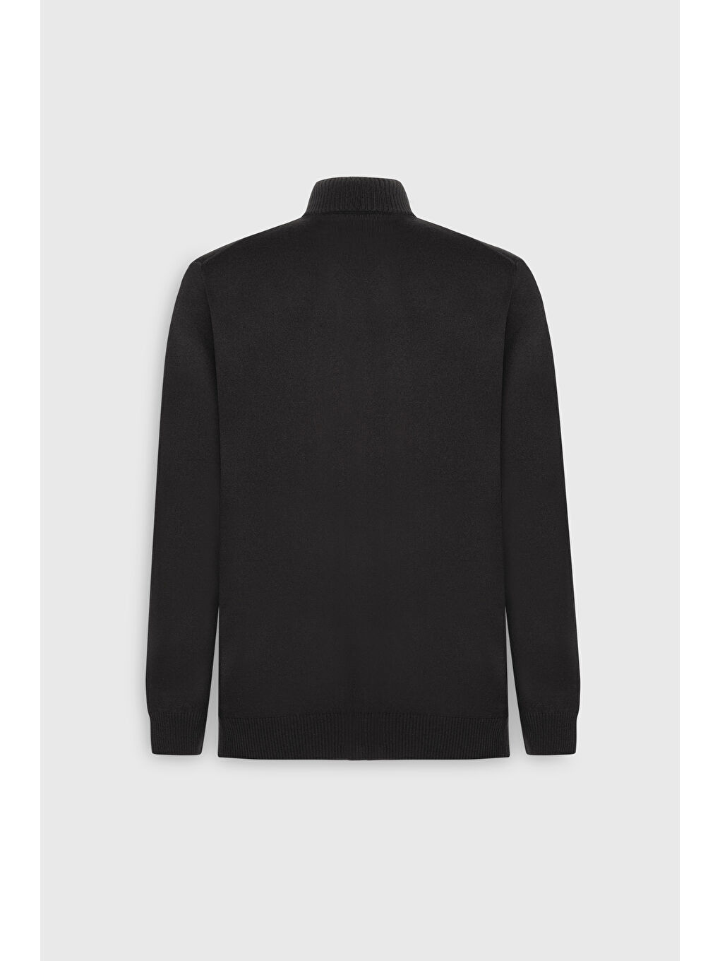 Erkek Siyah Anti-Pilling Tüylenme Yapmayan Standart Fit Normal Kesim Dik Yaka Triko Hırka-3