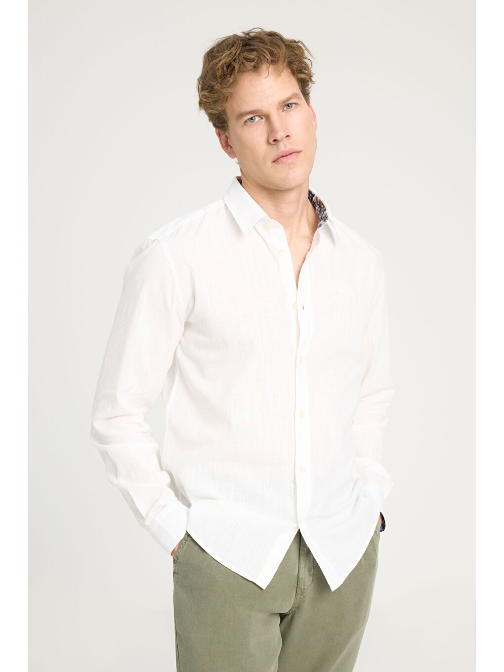 Beyaz Regular Fit Rahat Kesim LS Gömlek-1