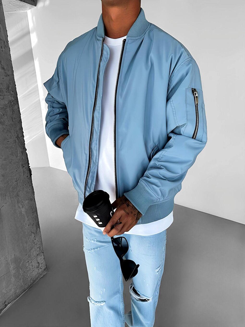 Abluka Online Erkek Basic Bomber Ceket Mavi - 1