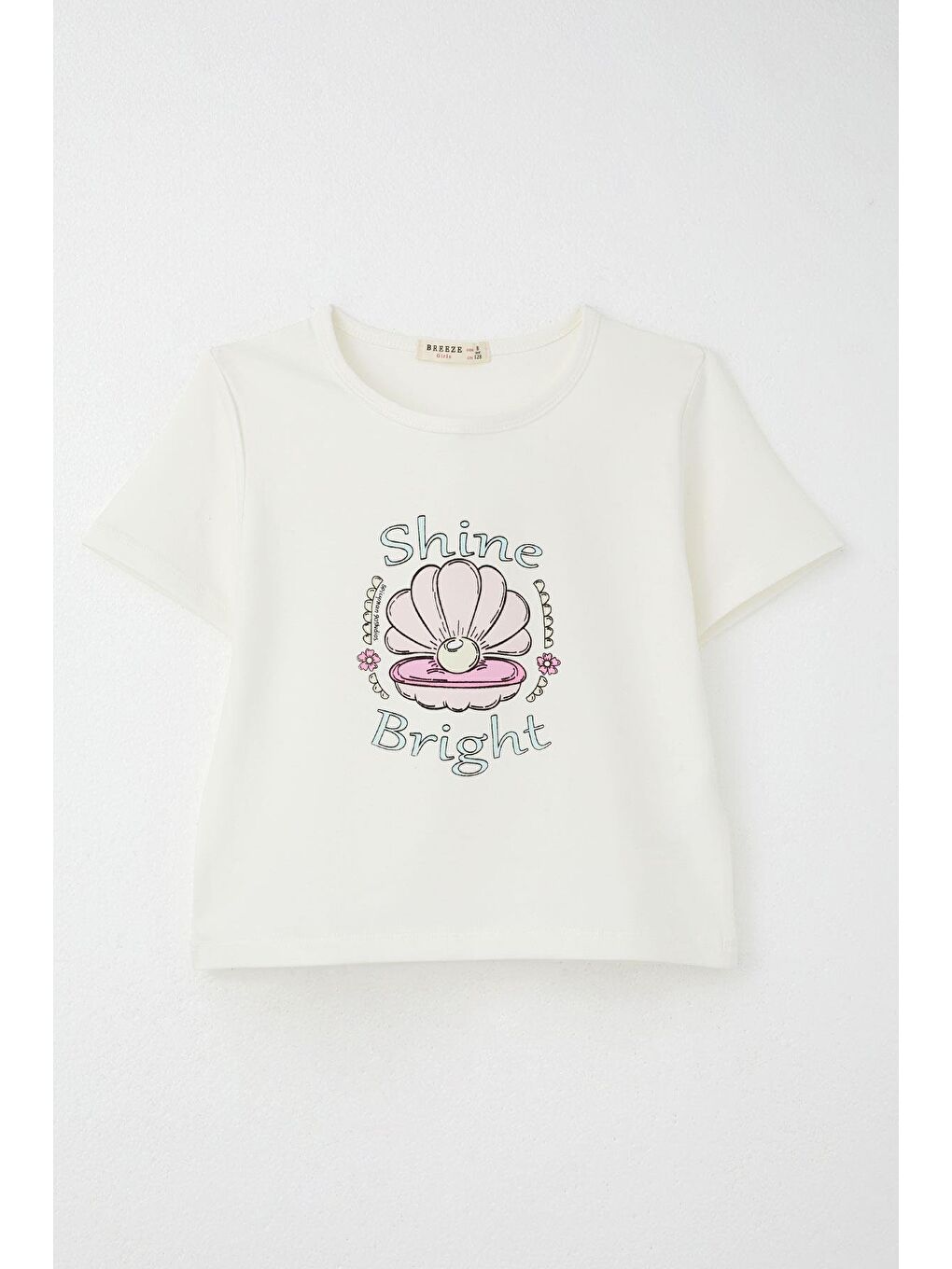 Kız Çocuk Şortlu Takım Deniz Kabuğundaki İnci Işıltısı Ekru (5-8 Yaş)-1