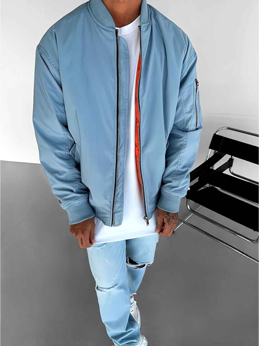 Abluka Online Erkek Basic Bomber Ceket Mavi - 2