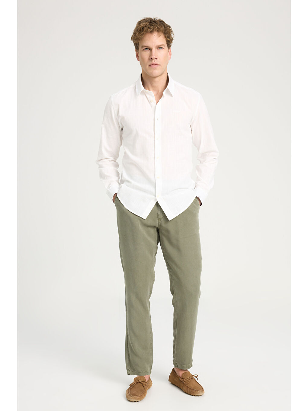 Beyaz Regular Fit Rahat Kesim LS Gömlek-2