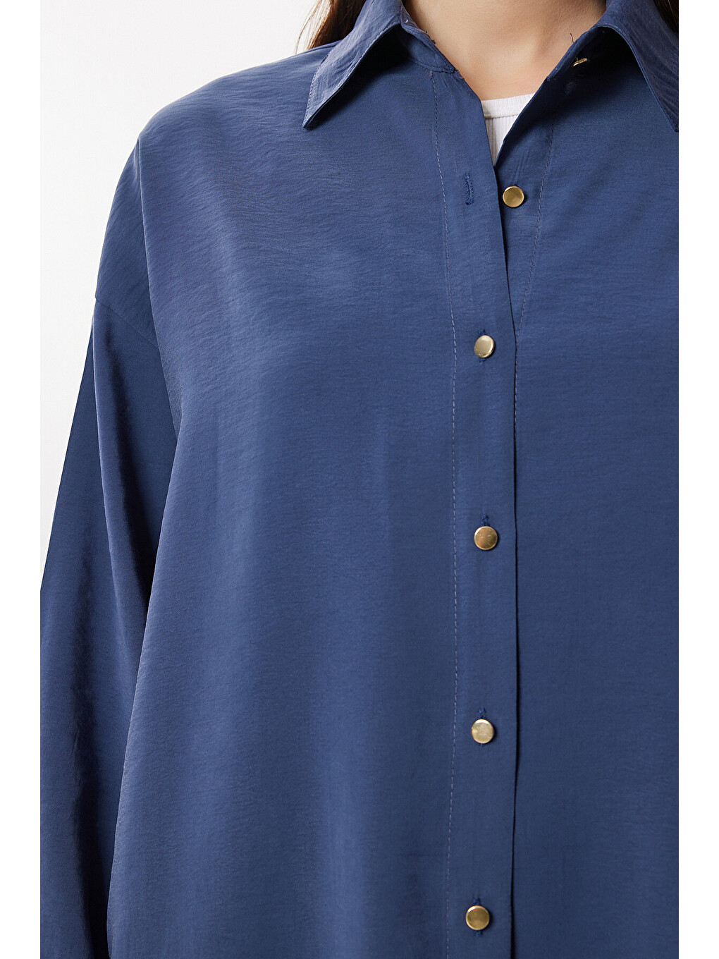 Lacivert Oversize Modal Gömlek Pantolon Takım LACİVERT LBY0030-2