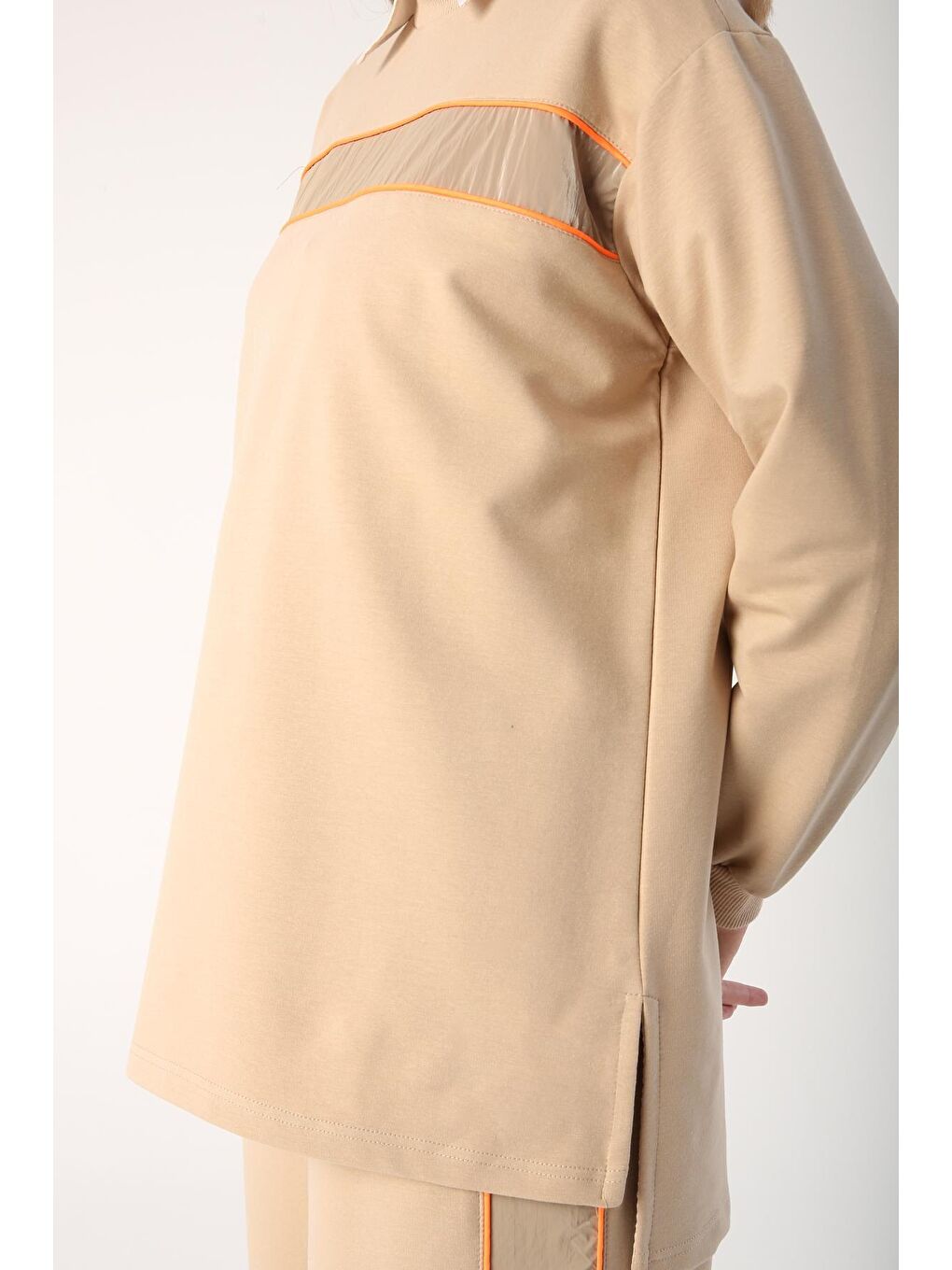 Bej01 Parlak Garnili Neon Biyeli Eşofman Takımı-4