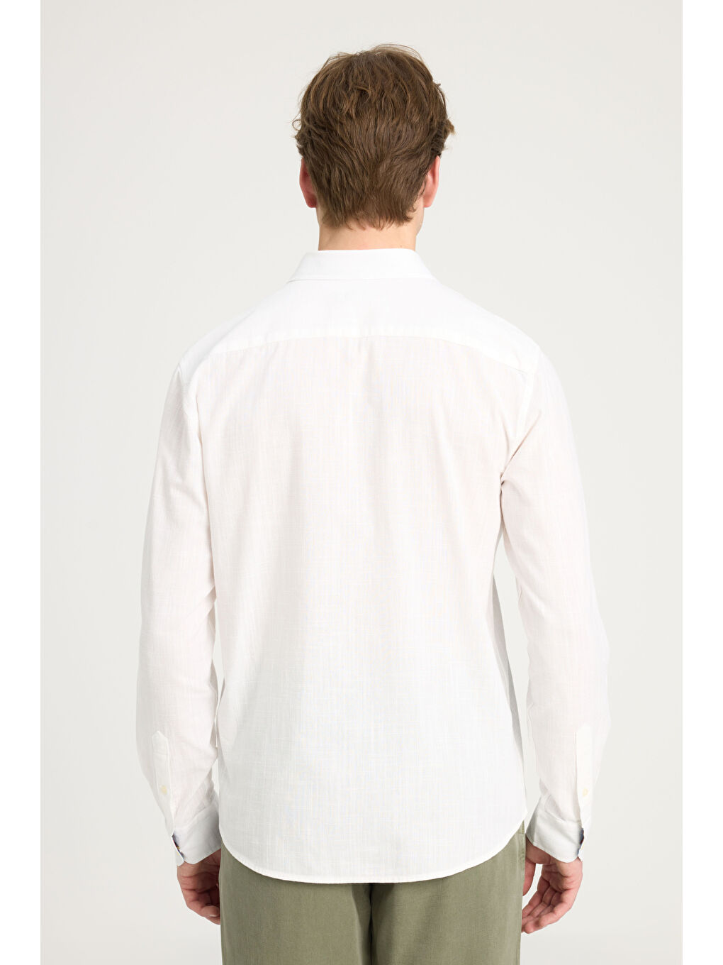 Beyaz Regular Fit Rahat Kesim LS Gömlek-4