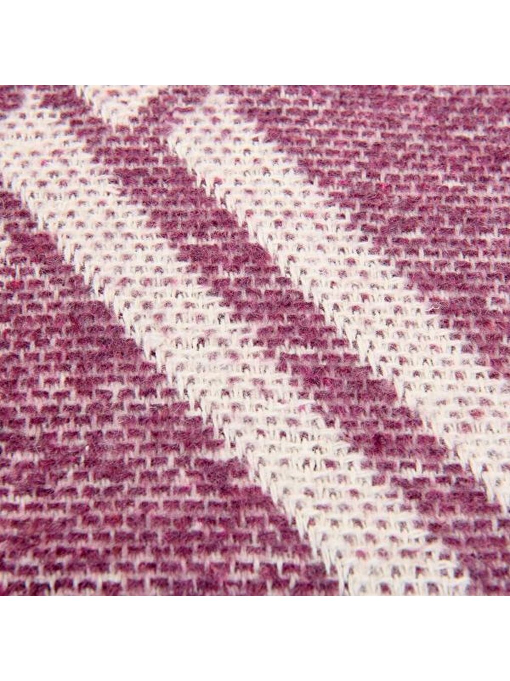 Turkuaz Çift Kişilik Battaniye - Mürdüm / Beyaz - 200x220 cm-1