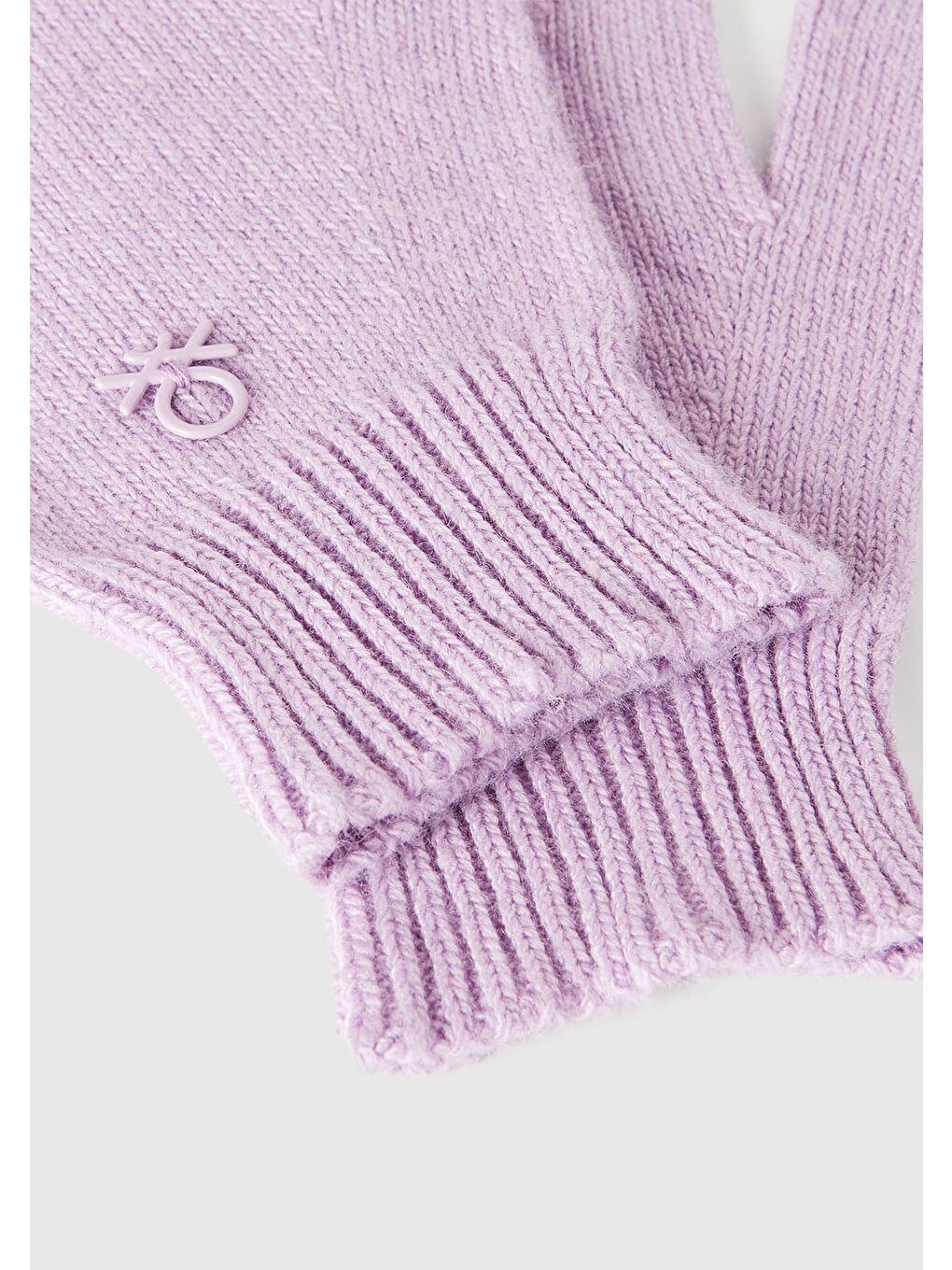 Kız Çocuk Lila Yün ve Viskoz Karışımlı Logo Nakışlı Eldiven-2