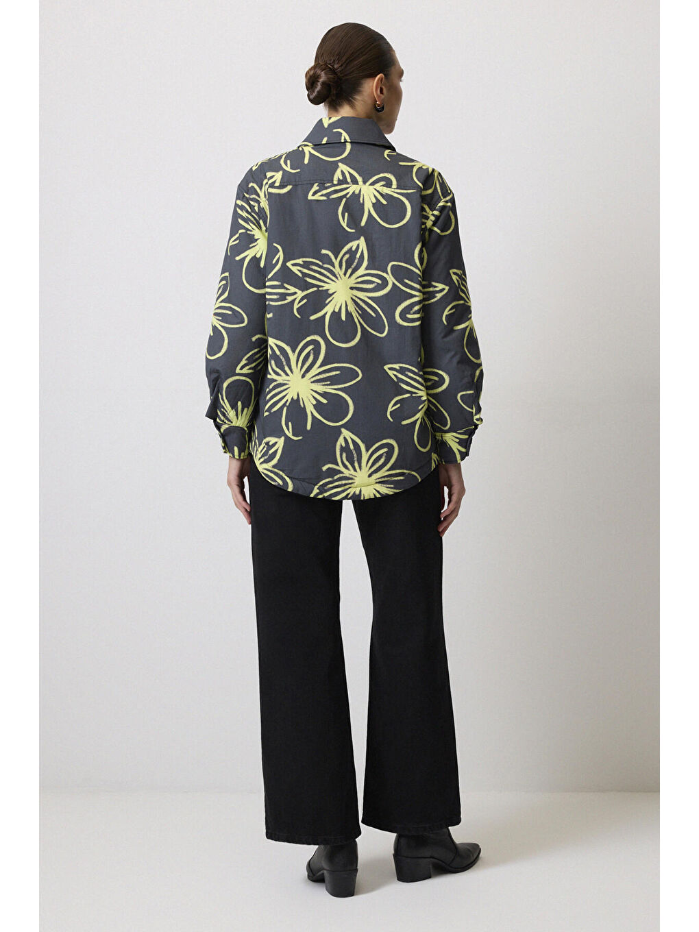 Antrasit Desenli Kapitone Ceket-2