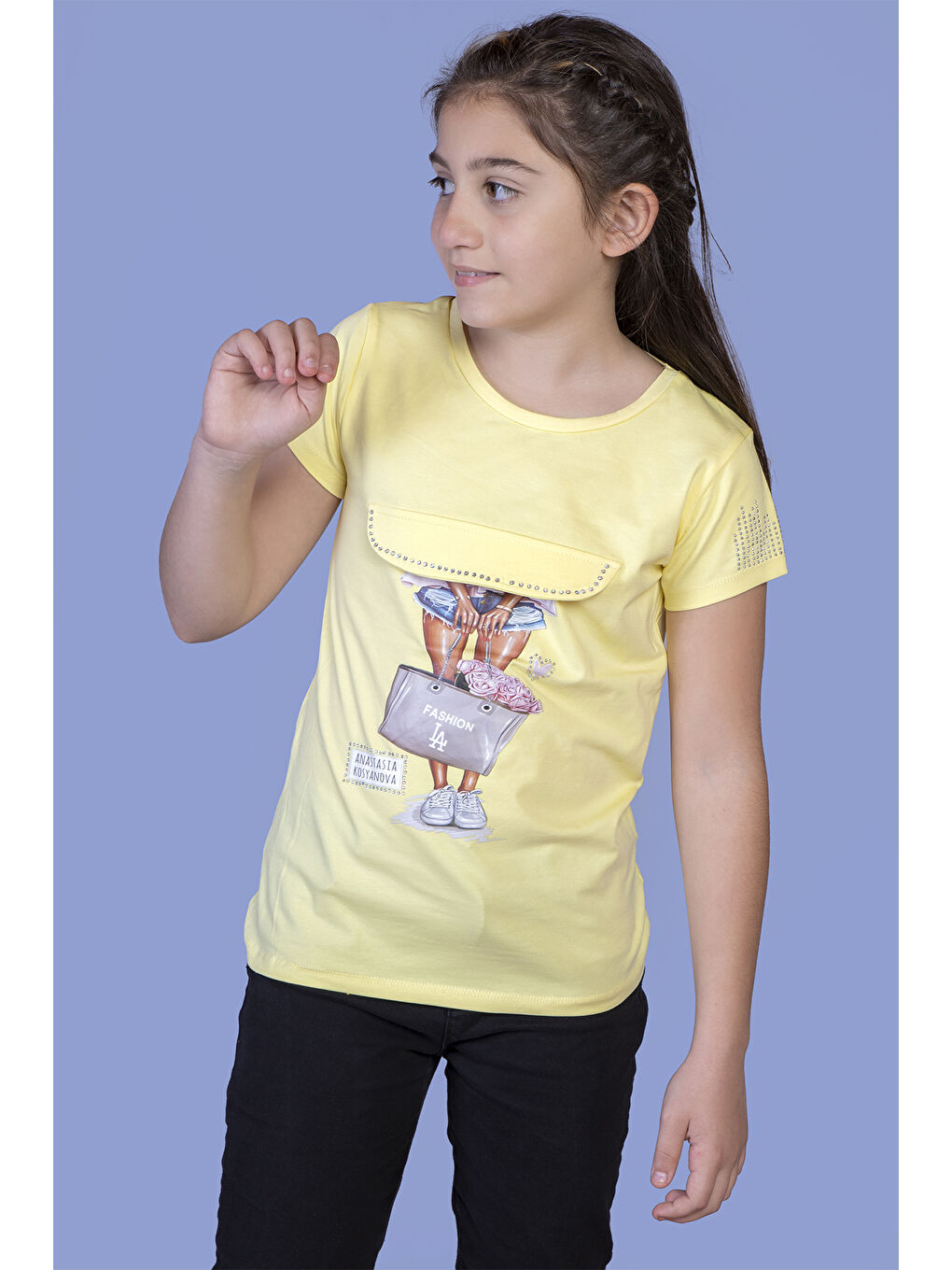 Sarı Kız Çocuk Baskılı Tişört