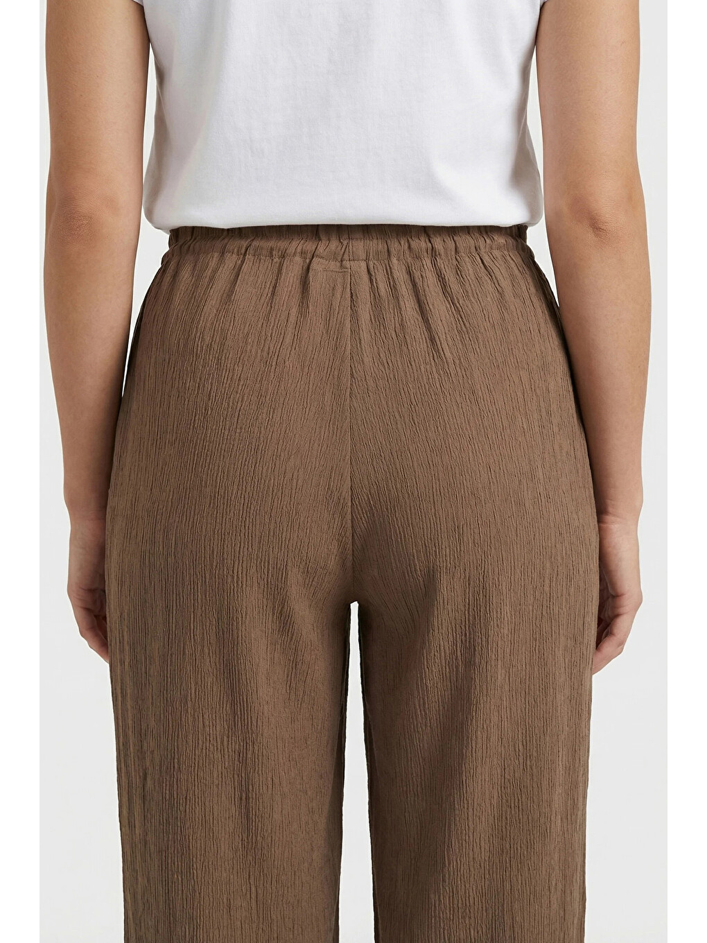 Bej Onlnele Wide Leg Geniş Paça Belden Bağlamalı Pantolon 15370054-2
