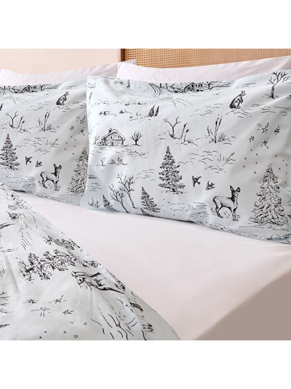 Siyah Soft Pacha Çift Kişilik Nevresim Takımı - Mavi / Antrasit-4