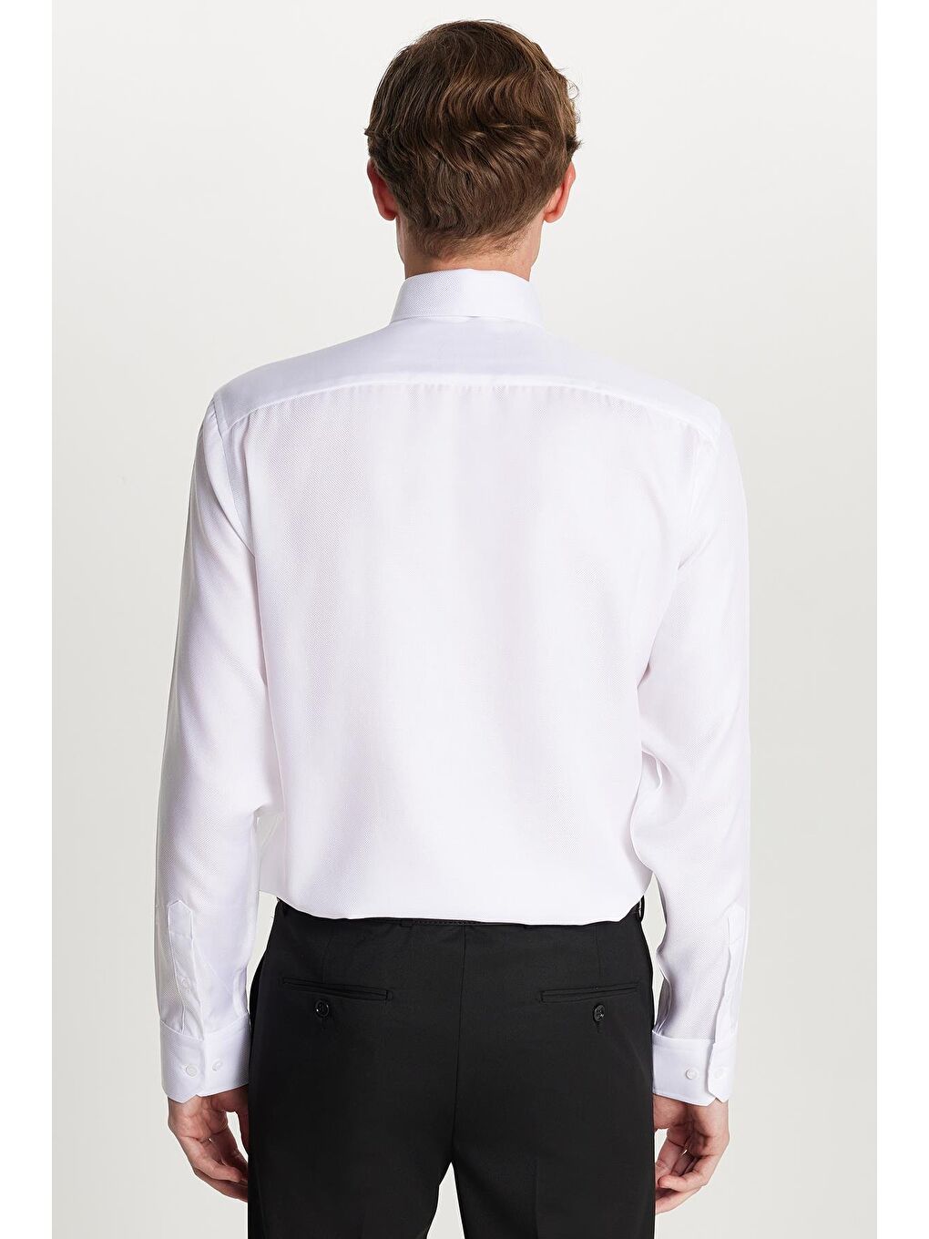 Regular Fit Beyaz Non-Iron %100 Pamuk Doğa Dostu Ekoteks Belgeli Ütü Gerektirmez Gömlek-4