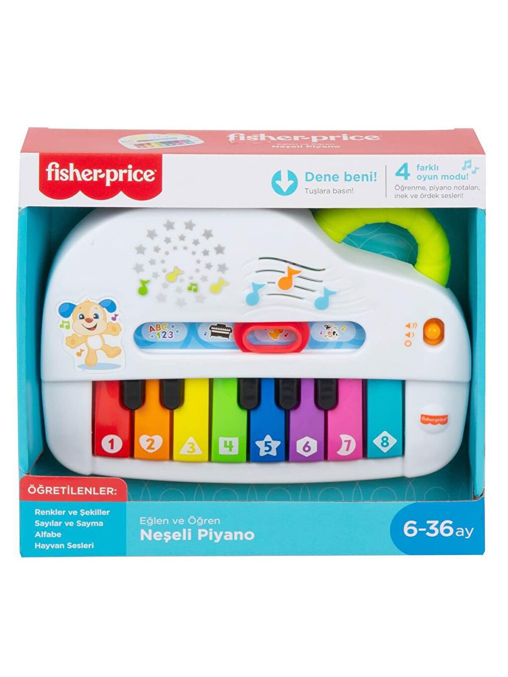 FISHER PRICE Renksiz Eğlen ve Öğren Işıklı ve Eğlenceli Oyuncak Piyano GTW20 - 2