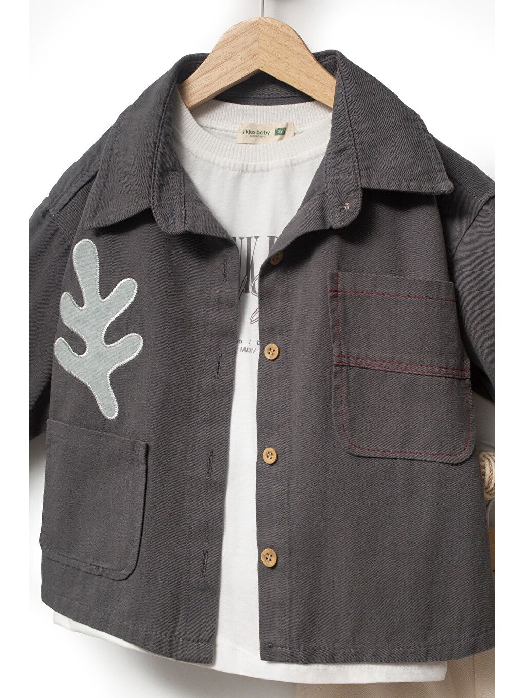 Antrasit Bayramlık Nakış Detaylı Ceketli 3'lü Erkek Çocuk Takımı 9095-3