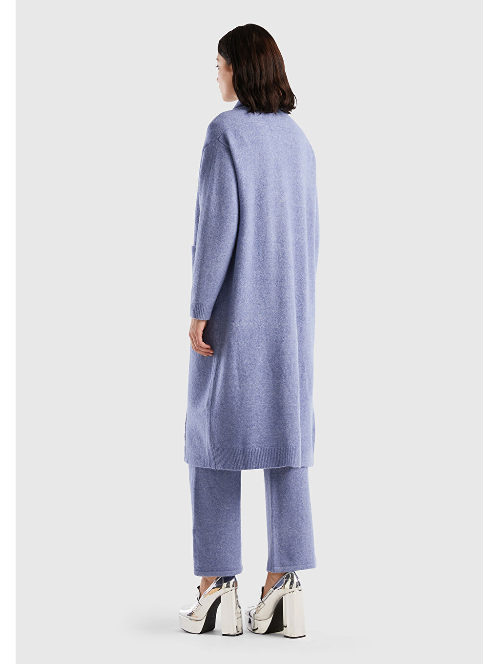 Kadın Havacı Mavi Uzun Hırka-2