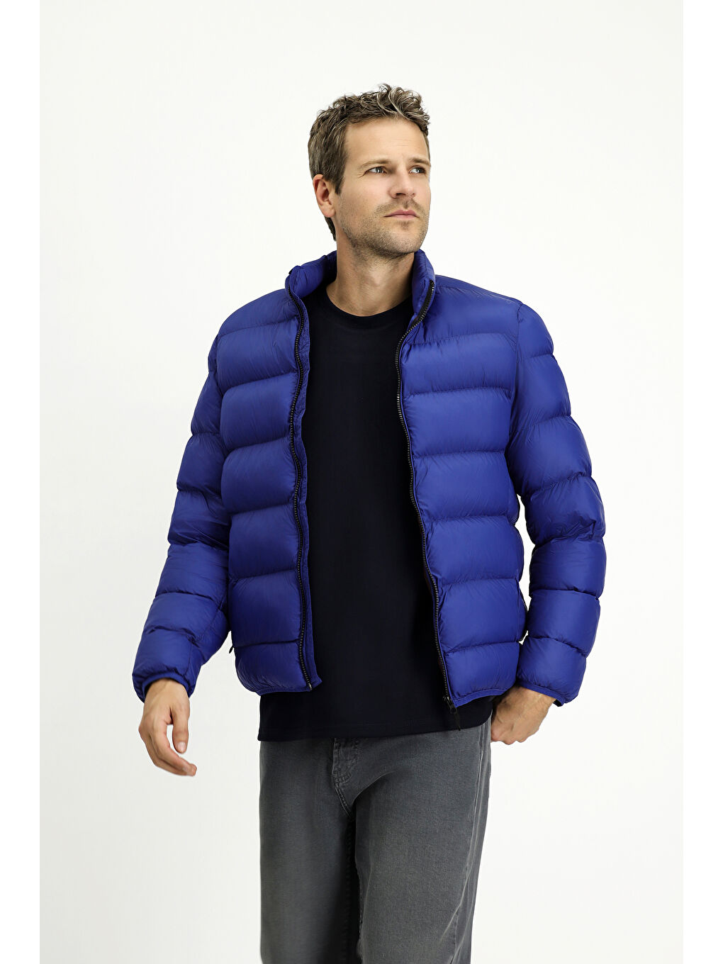 Mavi Çantalı Spor Şişme Mont