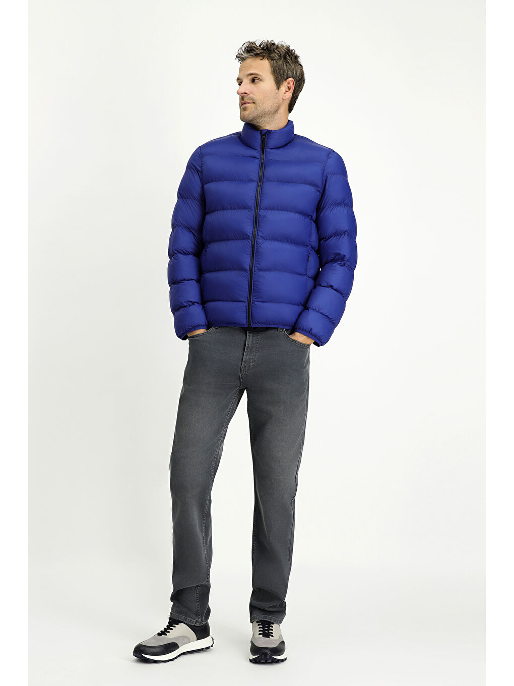 Mavi Çantalı Spor Şişme Mont-1