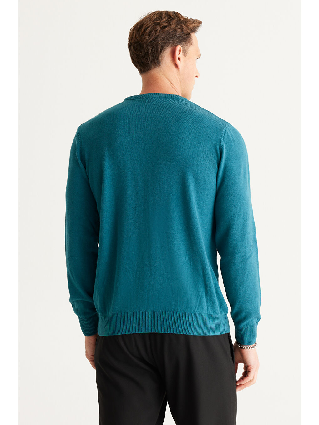 Erkek Petrol Bisiklet Yaka Triko Kazak-4