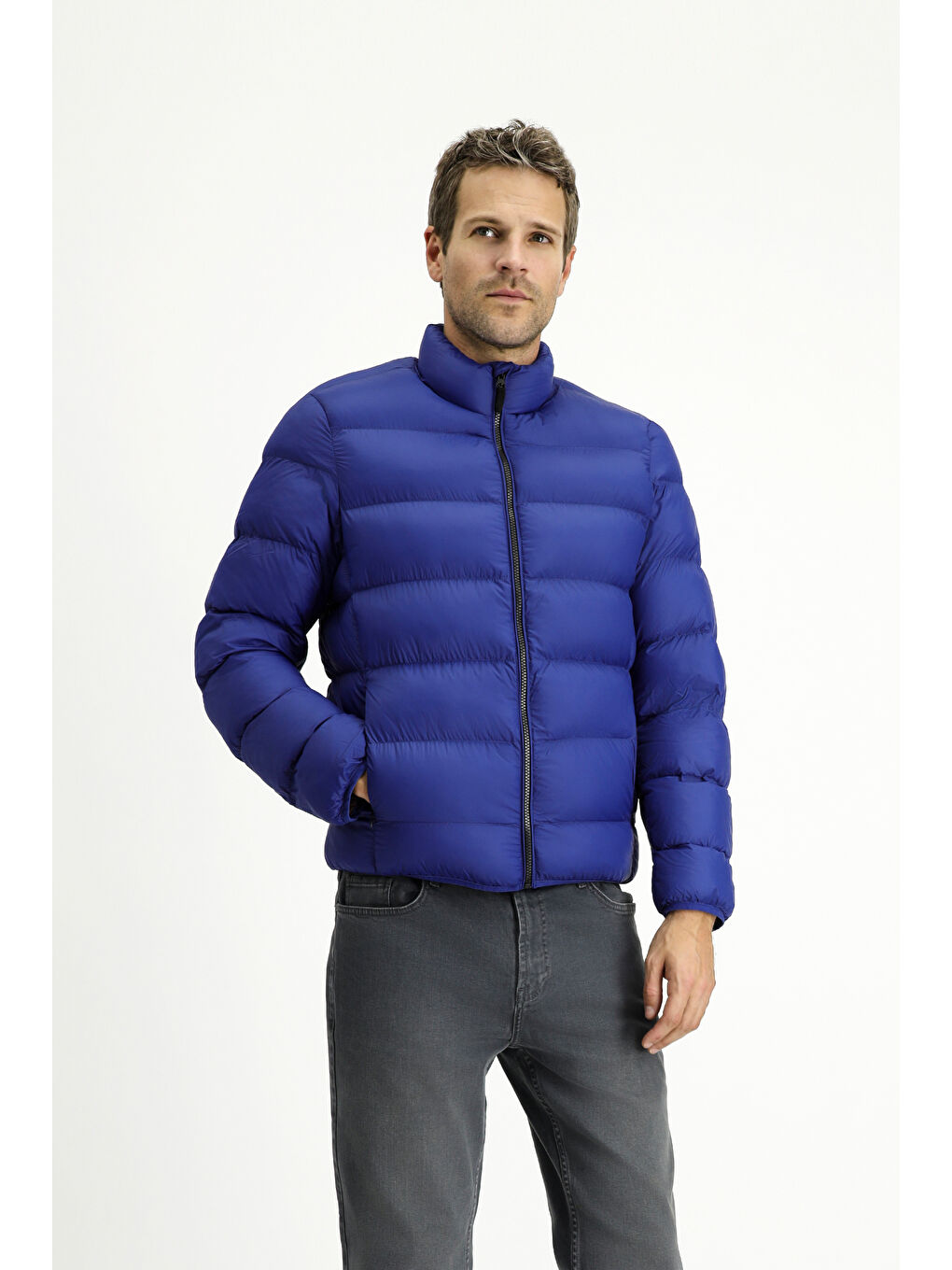 Mavi Çantalı Spor Şişme Mont-2