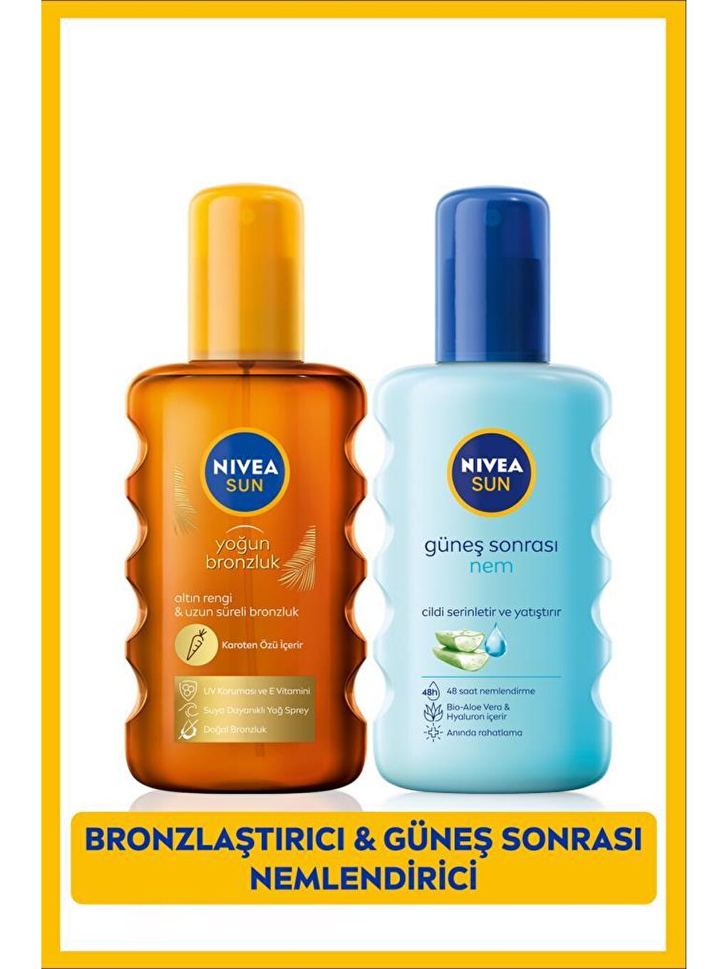 NIVEA SUN Karoten Özlü Yoğun Bronzlaştırıcı Güneş Yağ Sprey 200ml, Nemlendirici Güneş Sonrası Spreyi 200ml