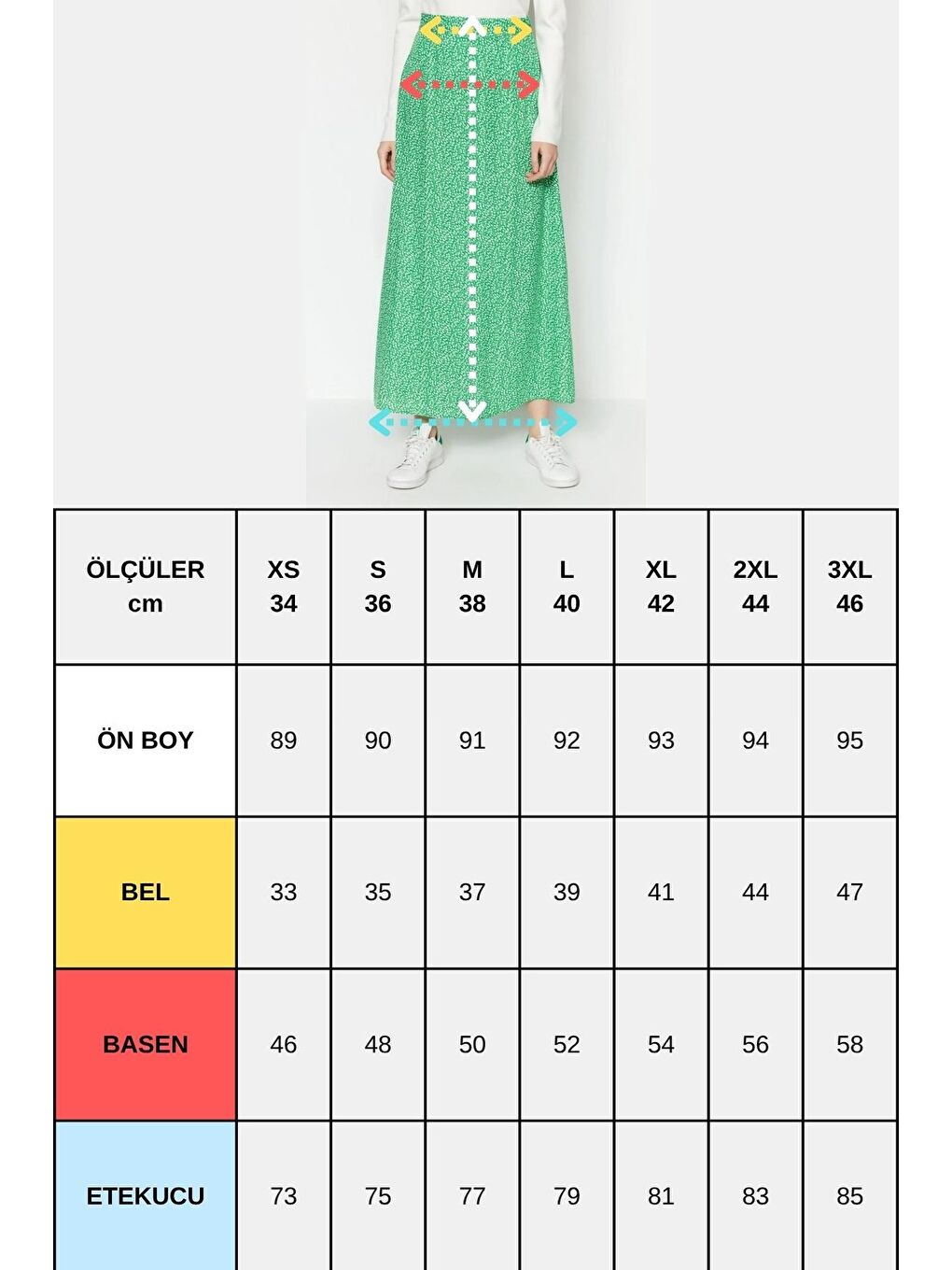 Yeşil Çiçek Baskılı Kloş Etek-1