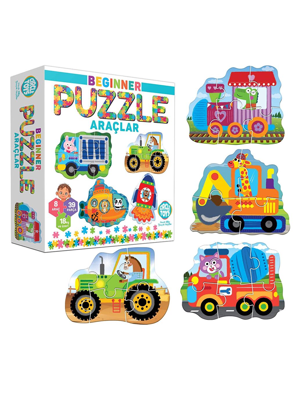 Circle Toys Karışık Beginner Puzzle Araçlar - 3