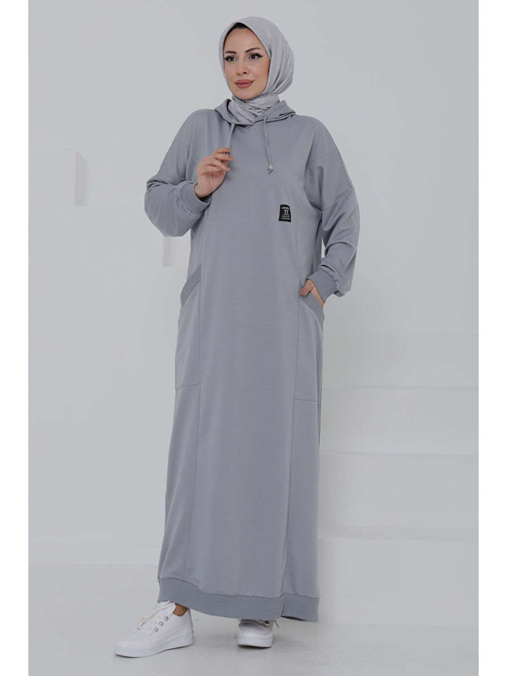 Cepli Armalı Elbise Gri - 27048-1