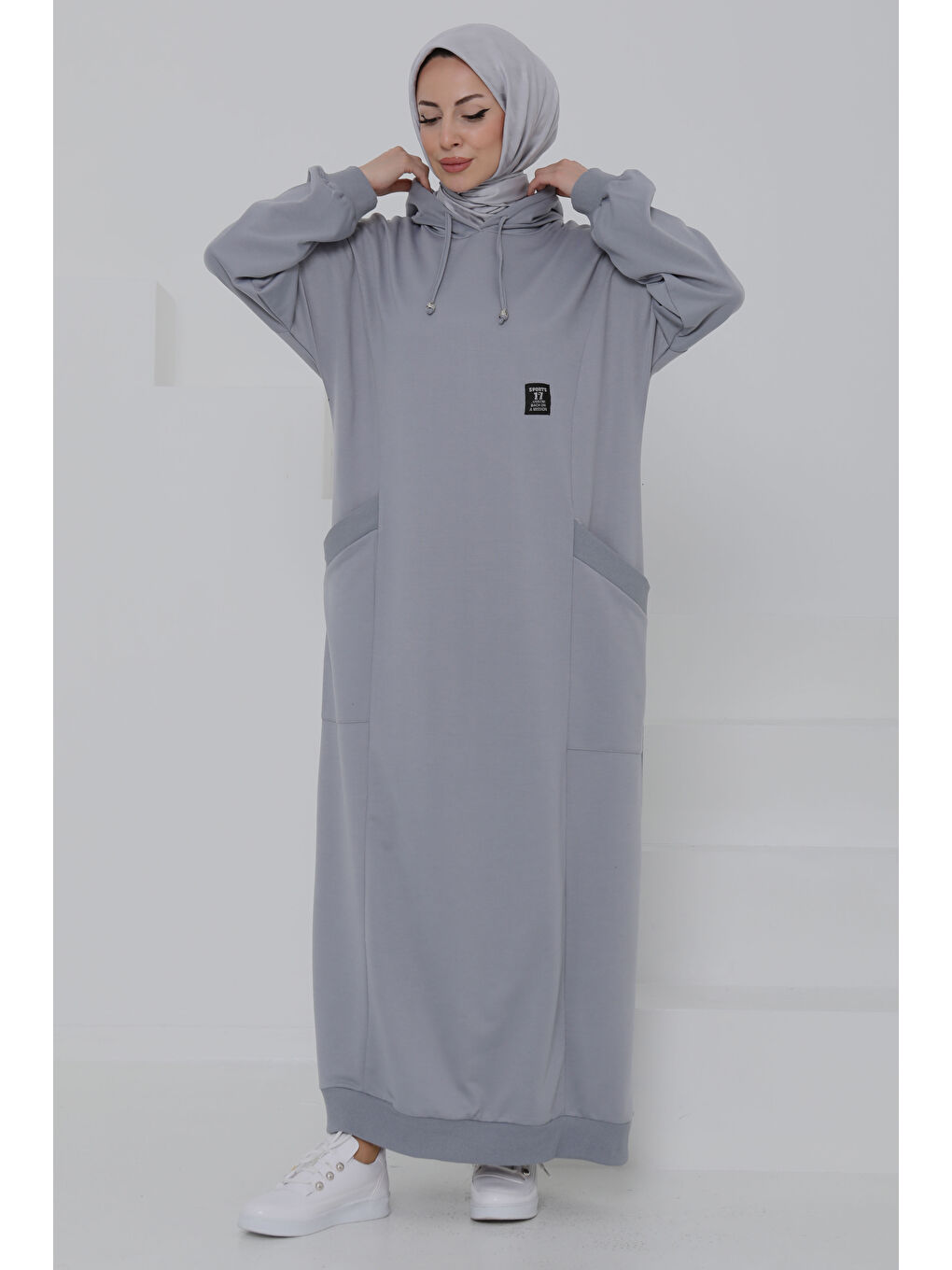 Cepli Armalı Elbise Gri - 27048-2