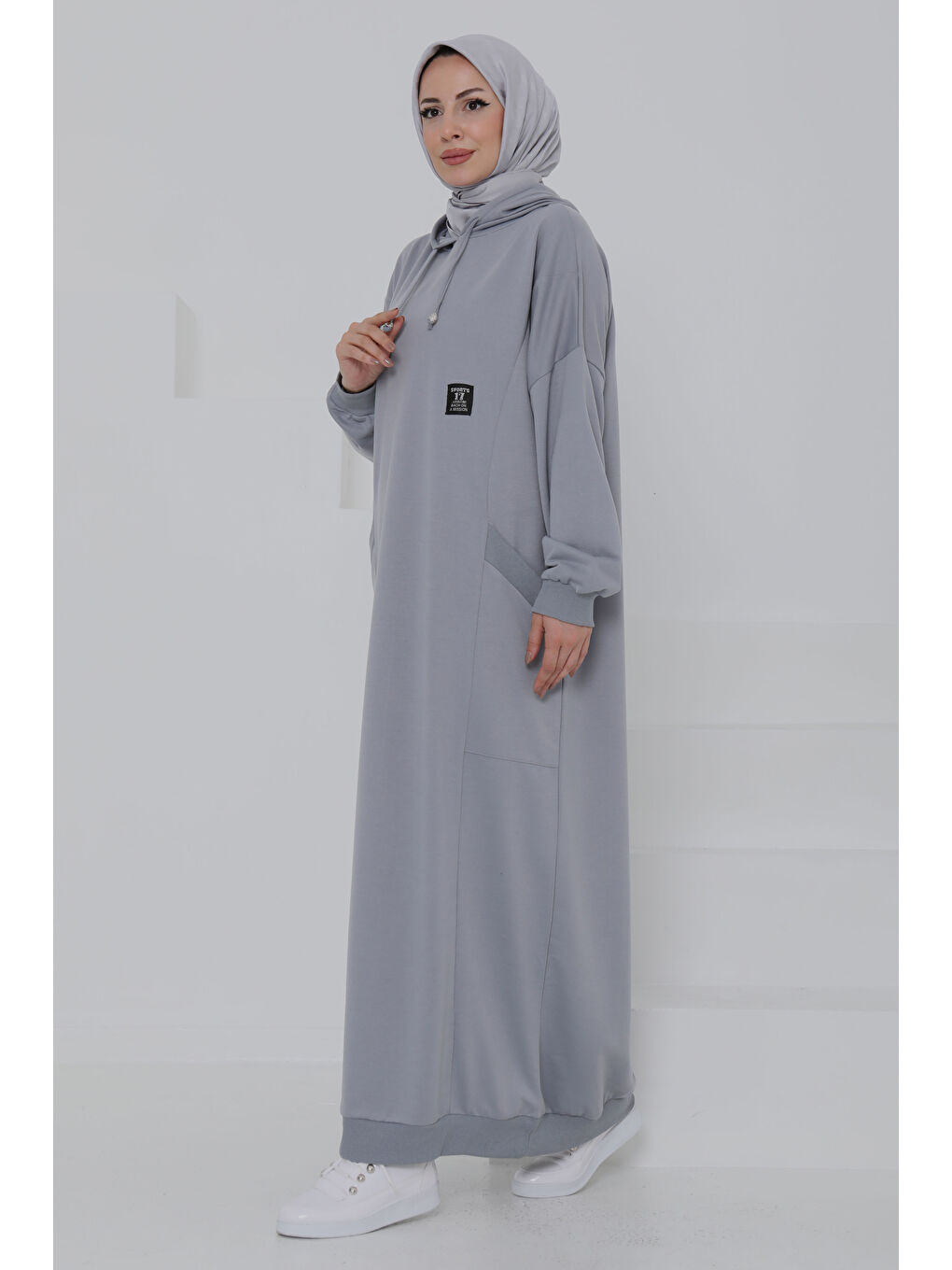 Cepli Armalı Elbise Gri - 27048-3