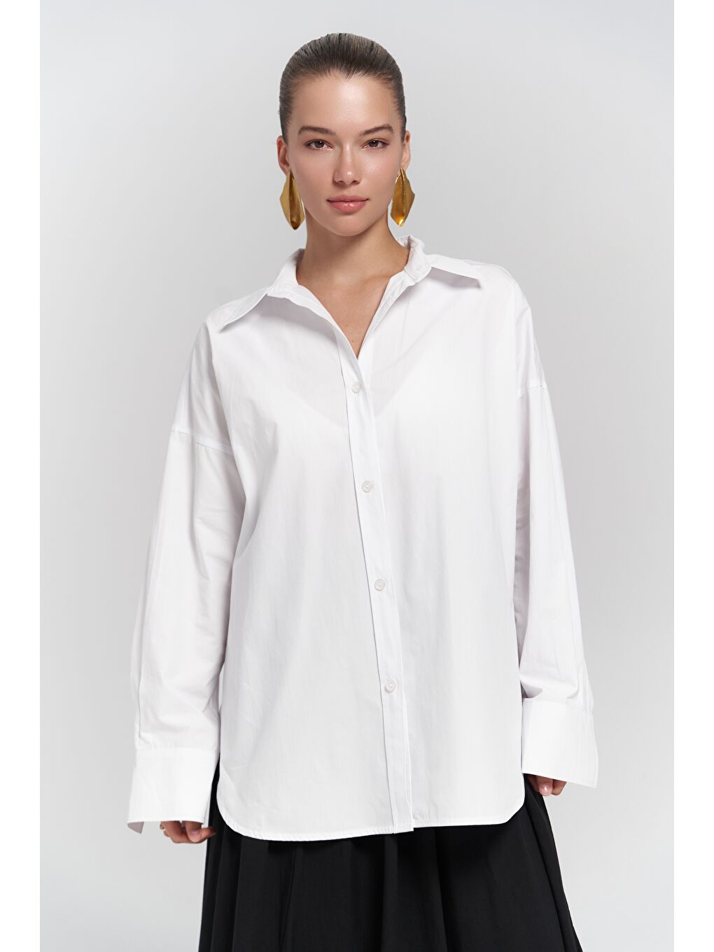 Mai Collection Phoebe Oversize Beyaz Gömlek