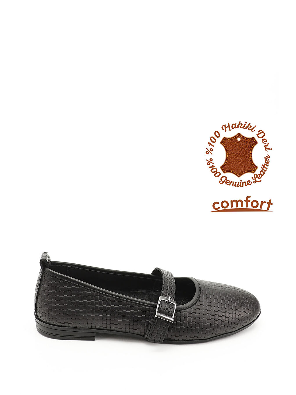 Mor Kadın ZÜMRÜT-SİYAH Hasır Baskılı  Hakiki Deri Babet