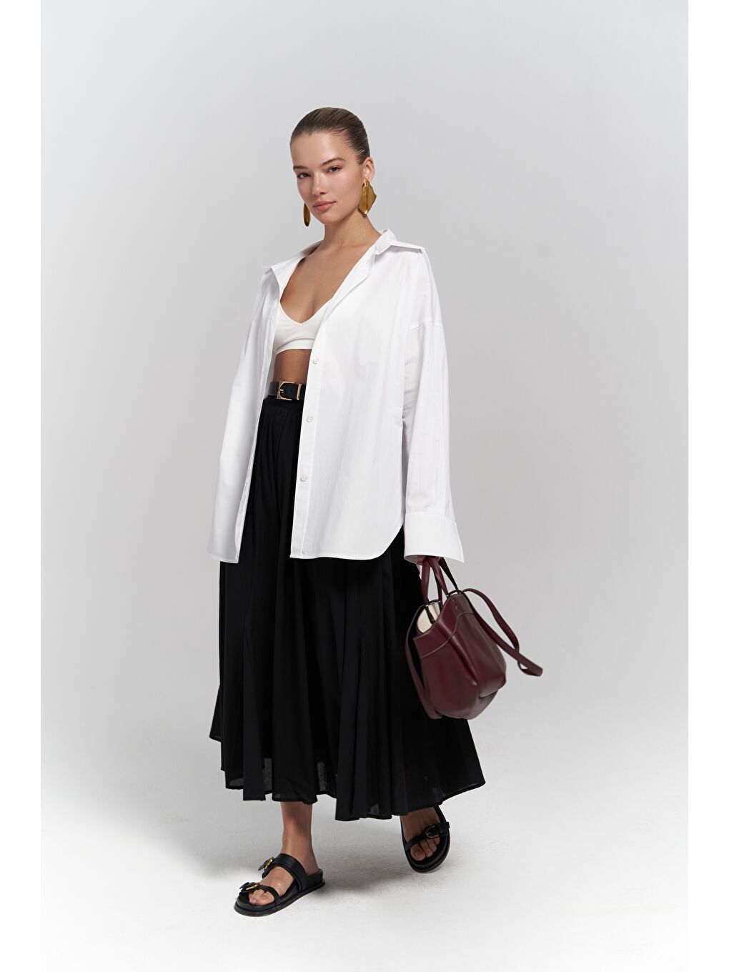Mai Collection Phoebe Oversize Beyaz Gömlek - 1