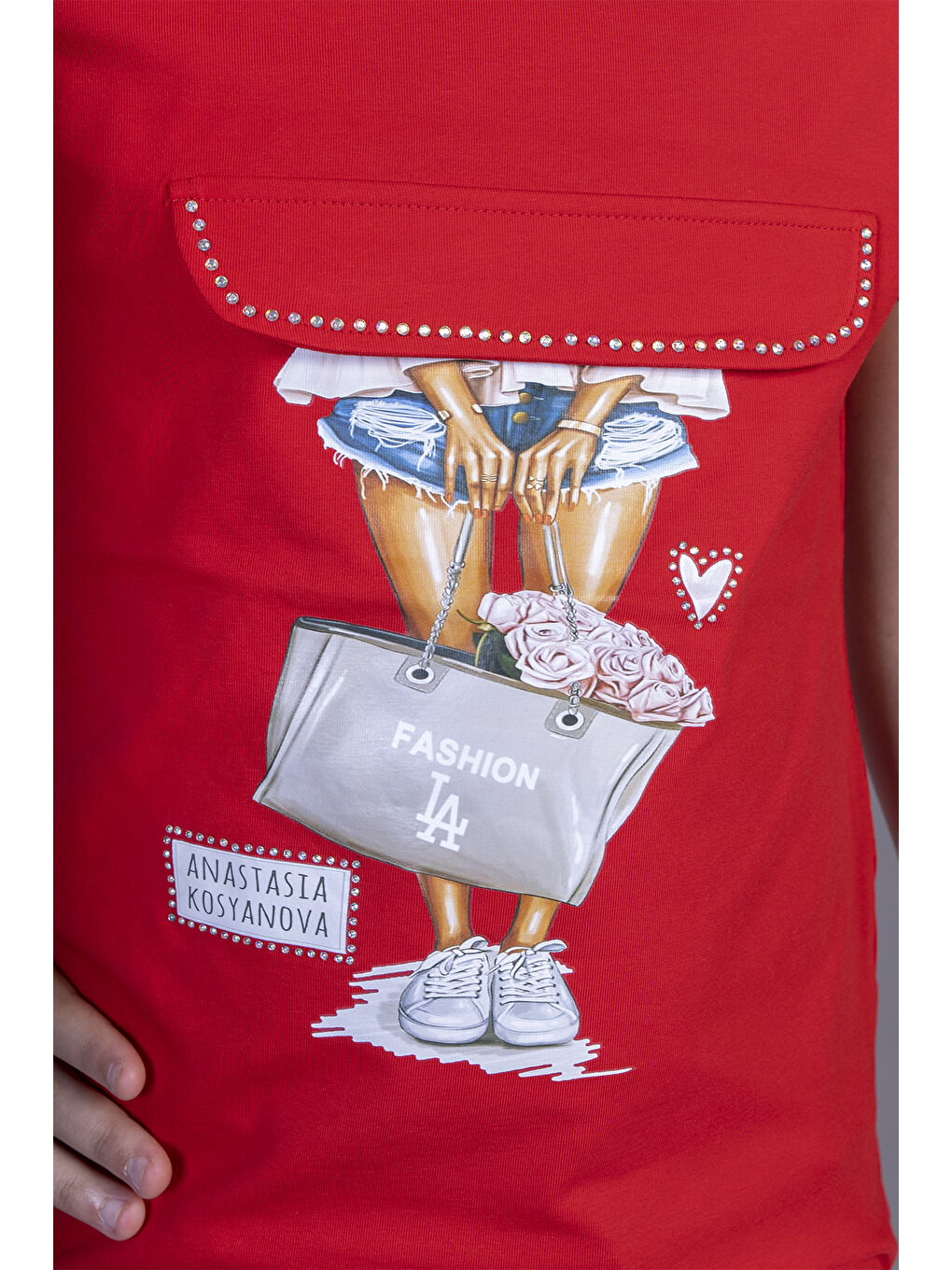 Kırmızı Kız Çocuk Baskılı Tişört-3